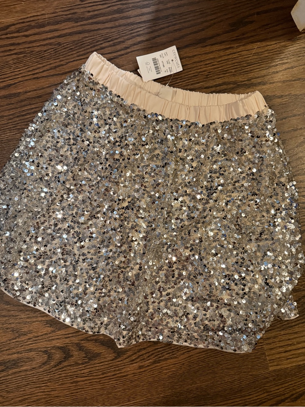Crewcuts by J.Crew Girls Silver Sequin Pull-On Skirt